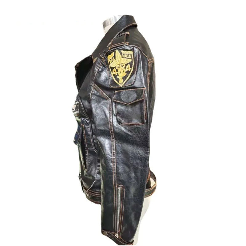 Chaqueta Biker de Cuero Negro del Caos