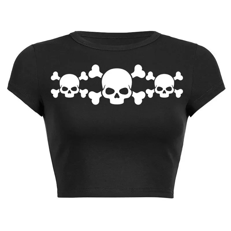 Gótico Skull Crop Top Gótico