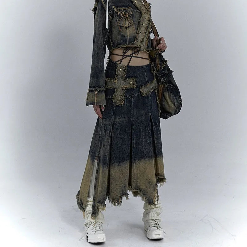 Falda Gótica Sombra de Denim