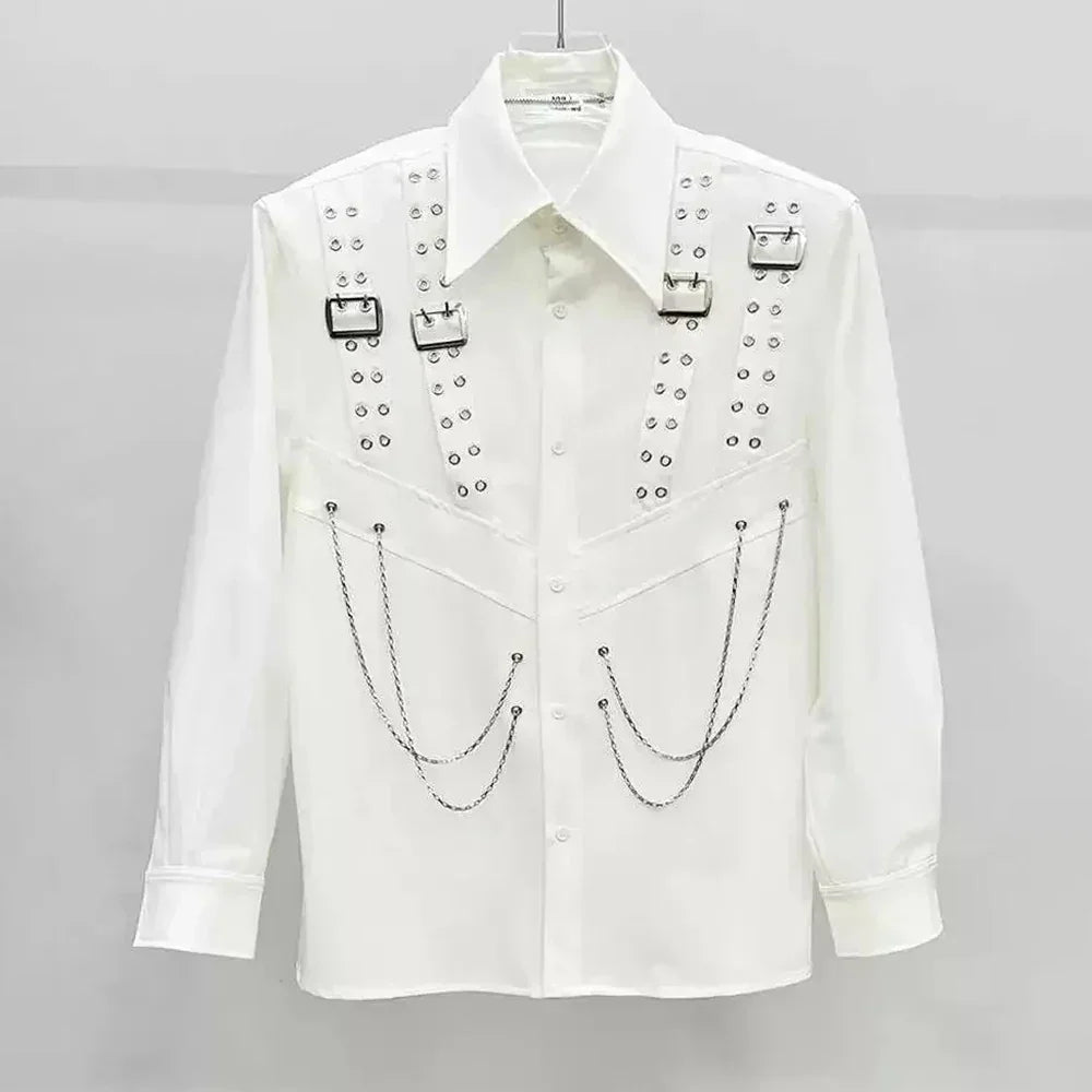 Camisa Gótica Negra con Cadenas