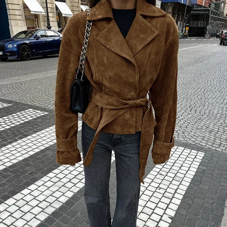 Chaqueta Gótica Retro Brown Suede