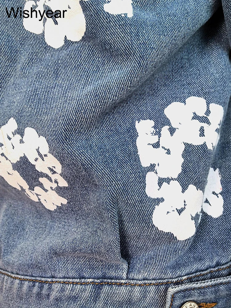 Chaqueta Gótica Floral Print Denim