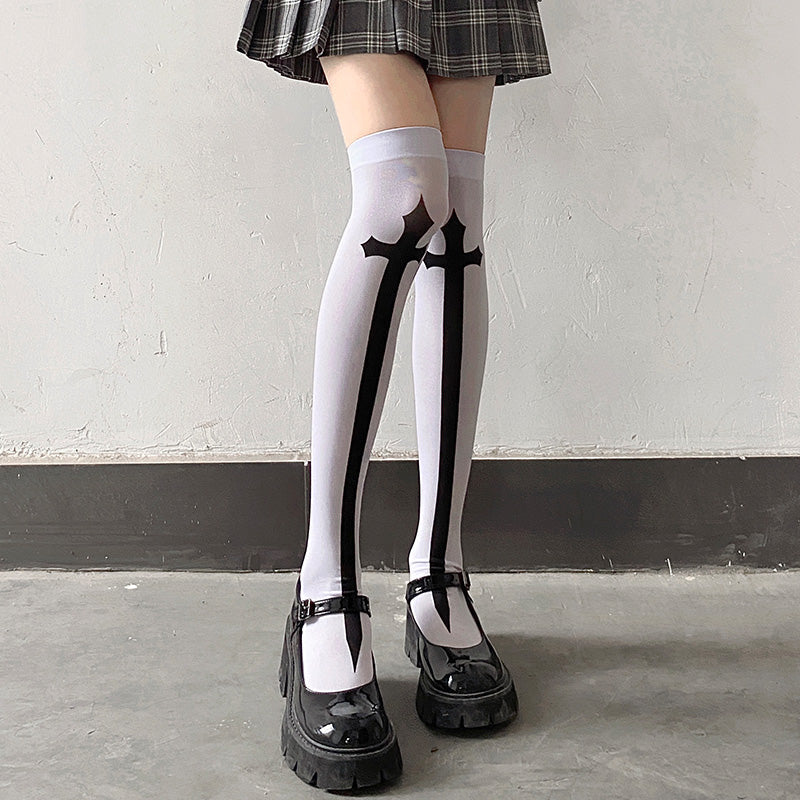 Knee Socks With Crosses Maldito