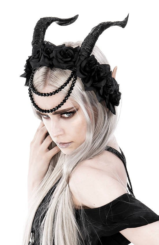 Beaded Tiefling Rose Crown del Inframundo