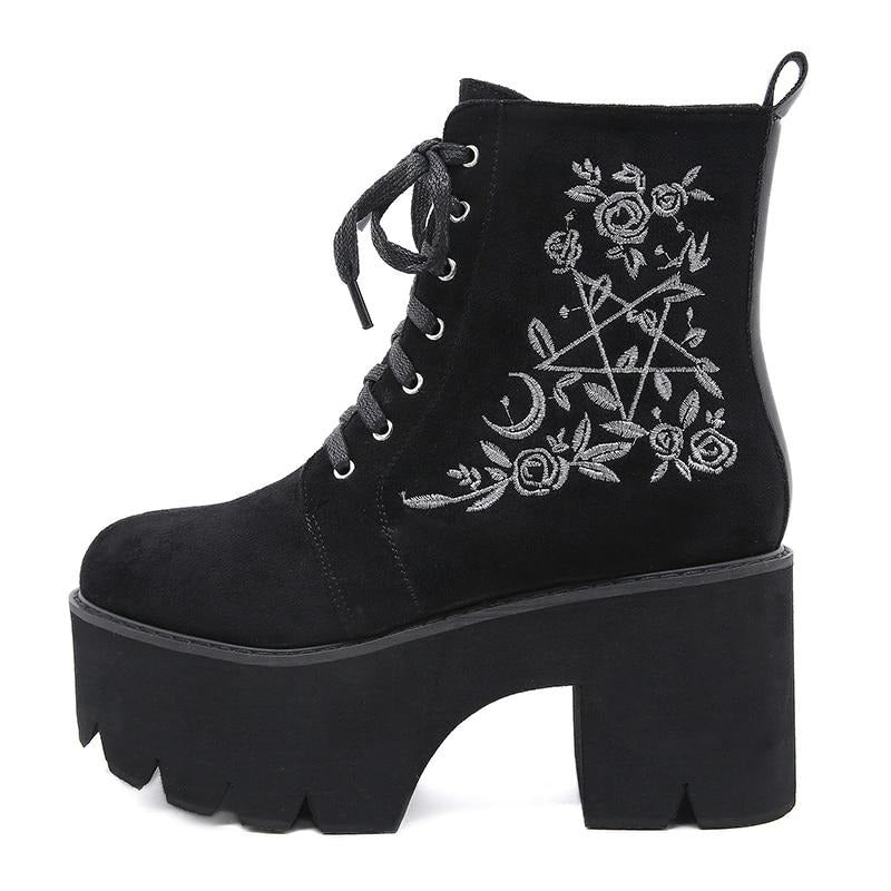 Botas Góticas Chunky Zipper