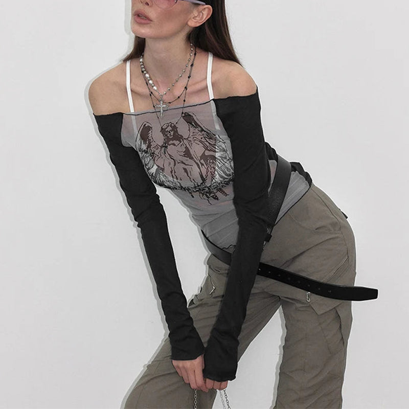 Gótico Manga Larga Top Gótico