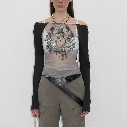 Gótico Manga Larga Top Gótico