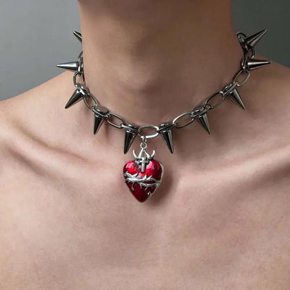 de Mujer Punk Heart Colgante Silver