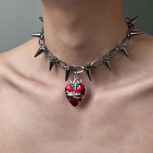 de Mujer Punk Heart Colgante Silver
