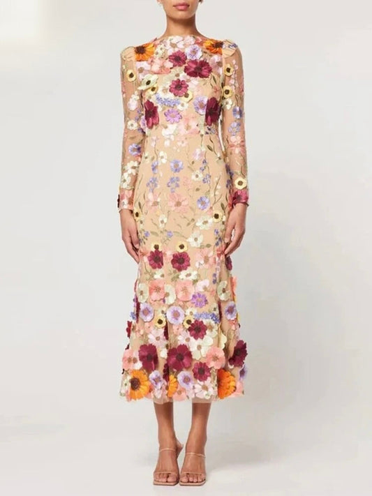 Vestido Gótico Flower Printed Long