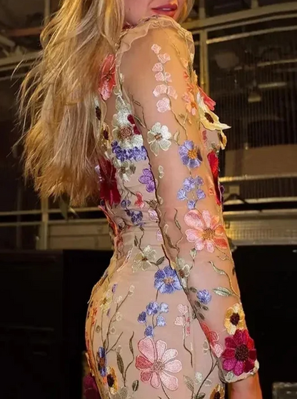 Vestido Gótico Flower Printed Long