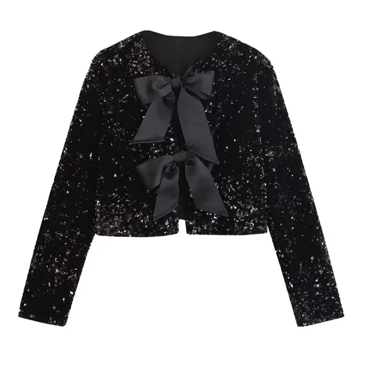 Chaqueta Gótica Tie-front Sequined