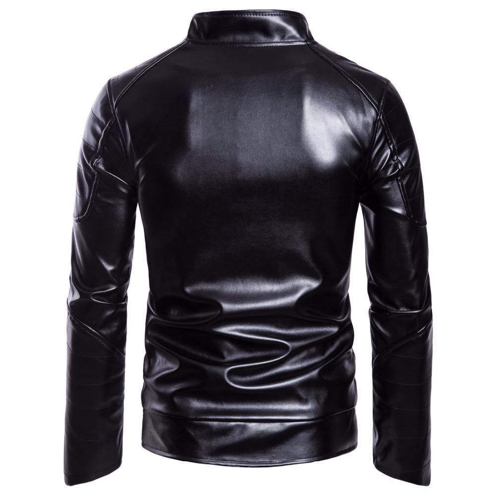 Chaqueta de Cuero Negra Profunda
