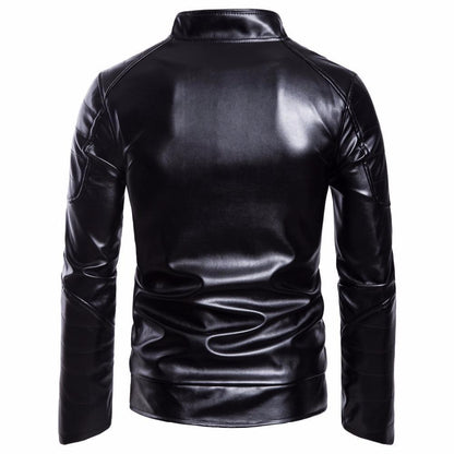 Chaqueta de Cuero Negra Profunda