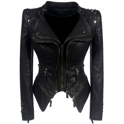 Chaqueta de Cuero Biker Gótica
