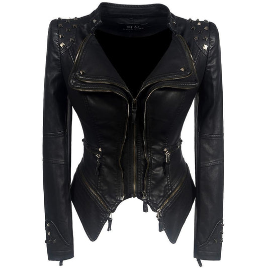 Chaqueta de Cuero Biker Gótica
