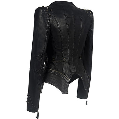 Chaqueta de Cuero Biker Gótica