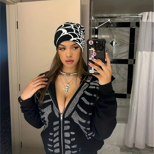 Spider Web Beanie Infernal