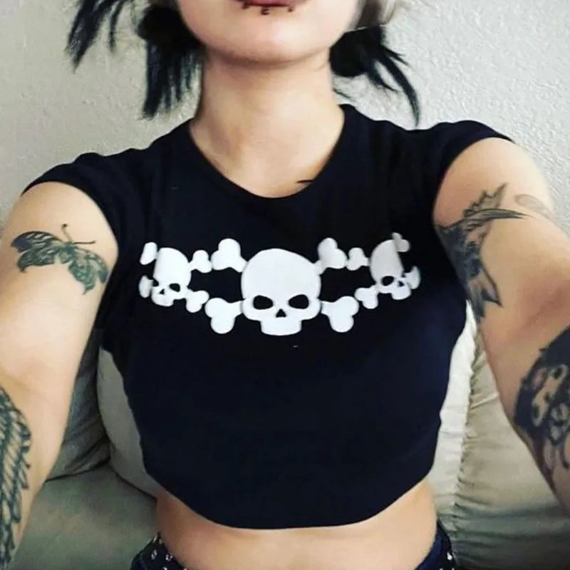 Gótico Skull Crop Top Gótico