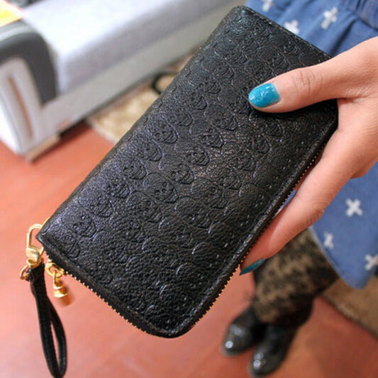 Calavera Embossed Cartera Oscuro