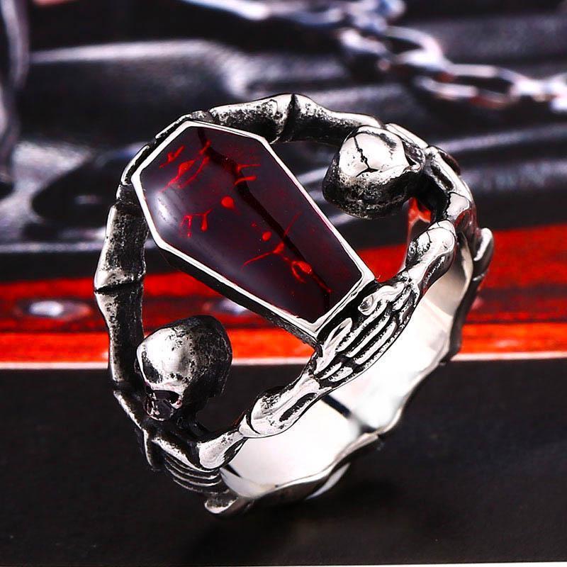 Anillo Ataúd del Cráneo Negro