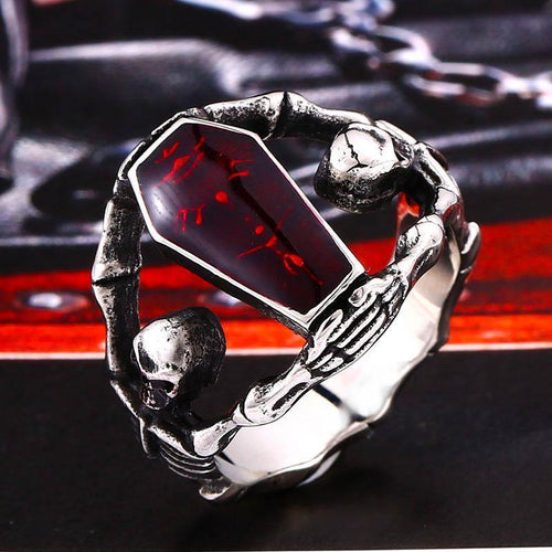 Anillo Ataúd del Cráneo Negro