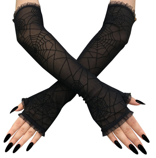 Long Spider Web Gloves del Abismo