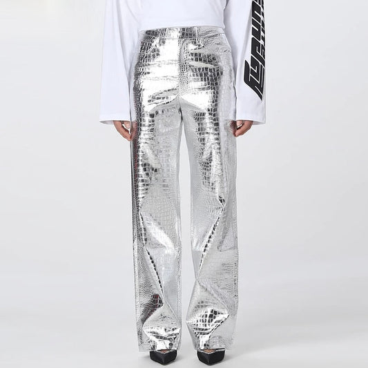 Pantalones Góticos Silver Cuero