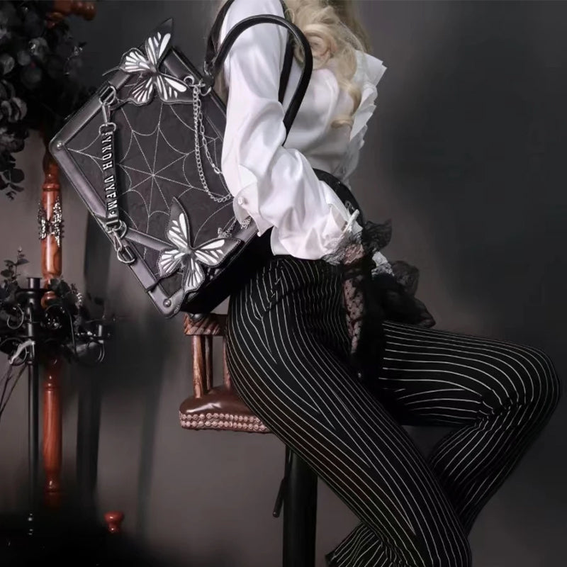 Butterfly Spider Web Bolso de Medianoche