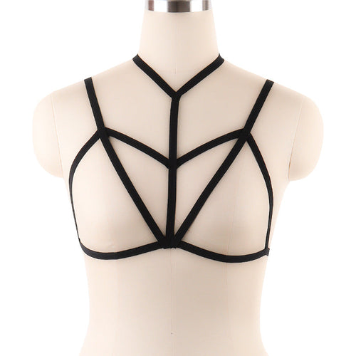 Geometric Cage Harness Bra del Abismo