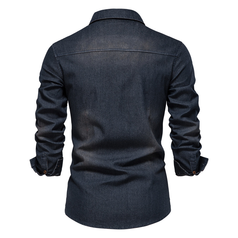 Camisa Denim Negra Manga Larga