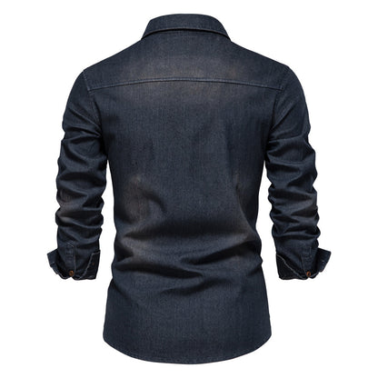 Camisa Denim Negra Manga Larga