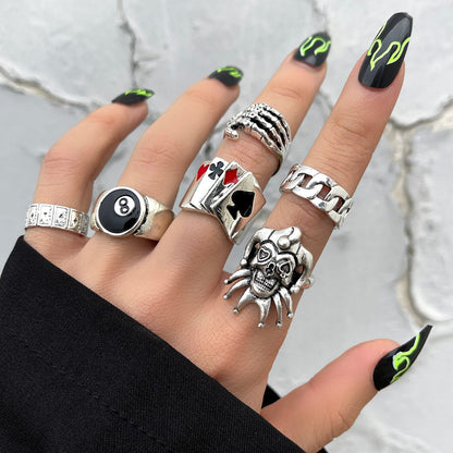 Gótico Punk Anillo Set Oscuro