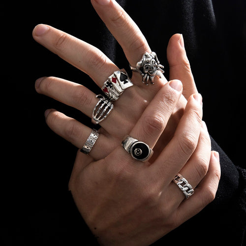 Gótico Punk Anillo Set Oscuro