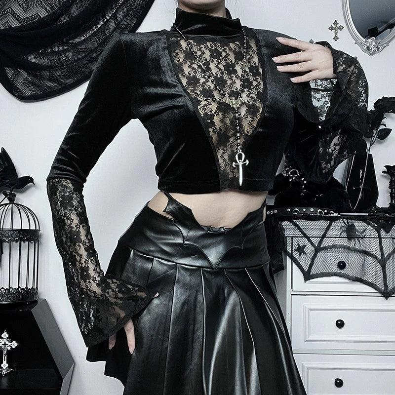 Gothic Manga Larga Top Gótico