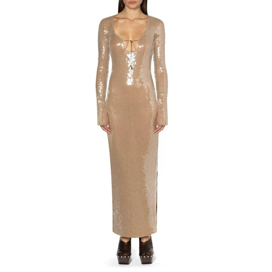 Vestido Gótico Apricot Sequin Maxi