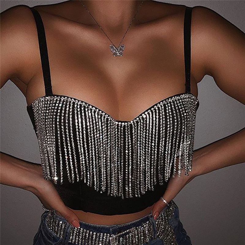 Top Gótico Rhinestone Tassel