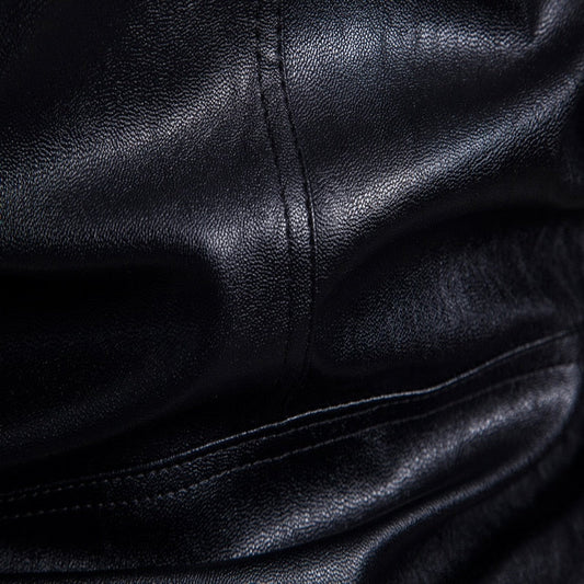Chaqueta de Cuero Negra Profunda