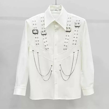 Camisa Gótica Negra con Cadenas