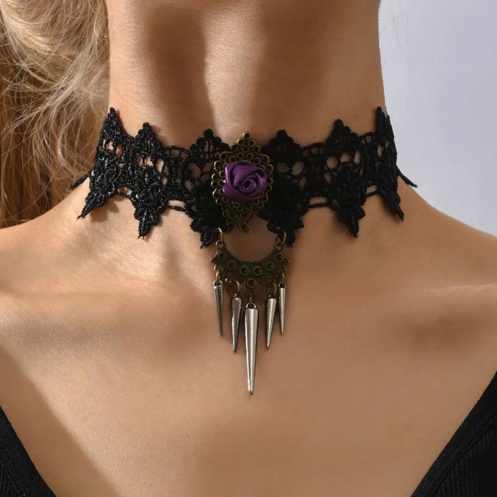 Gótico Lace Choker Maldito