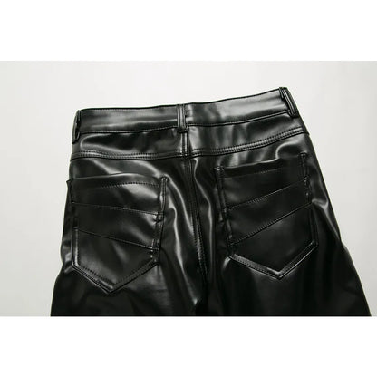 Pantalón de Cuero Negro Absoluto