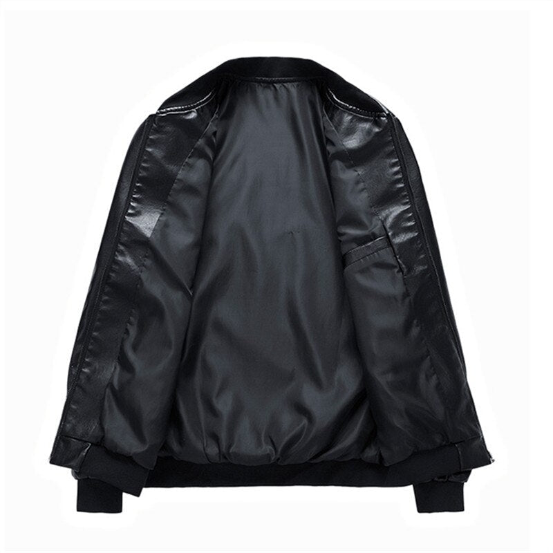 Chaqueta de Cuero Negra Profunda