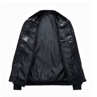 Chaqueta de Cuero Negra Profunda