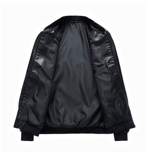 Chaqueta de Cuero Negra Profunda