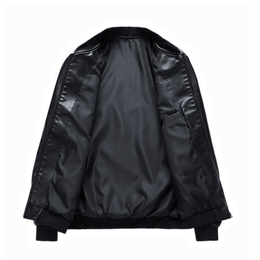 Chaqueta de Cuero Negra Profunda