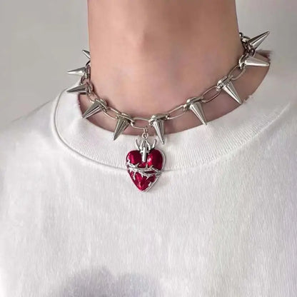 de Mujer Punk Heart Colgante Silver