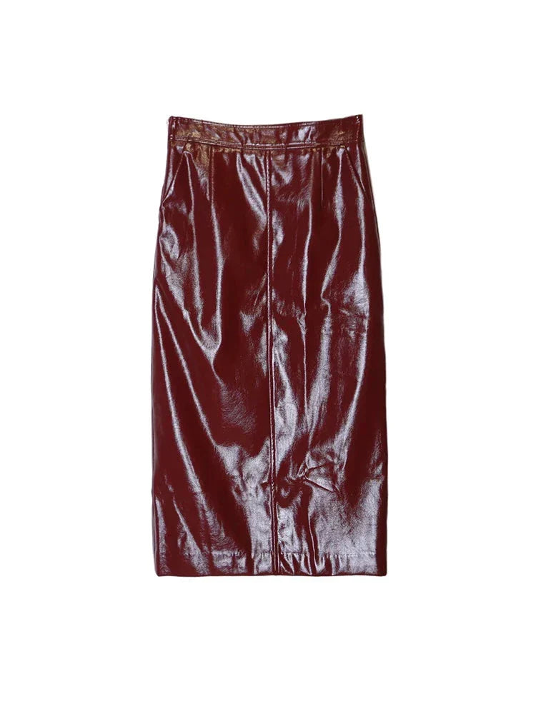 Falda Gótica Aurora Cuero Midi