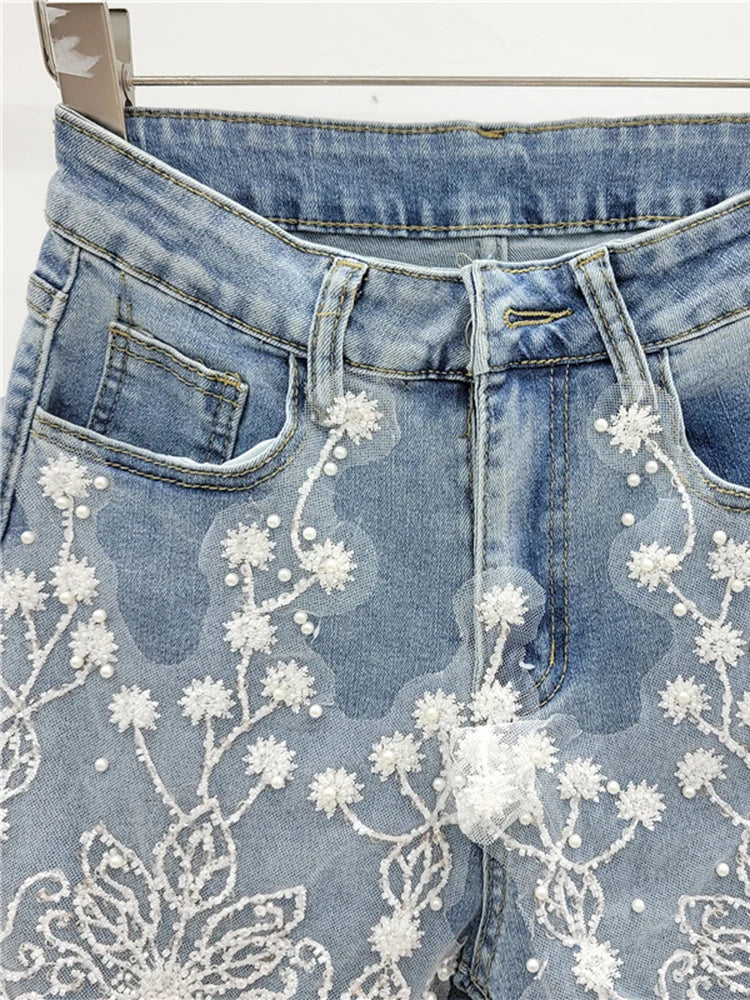 Shorts Góticos Kim Flower Denim