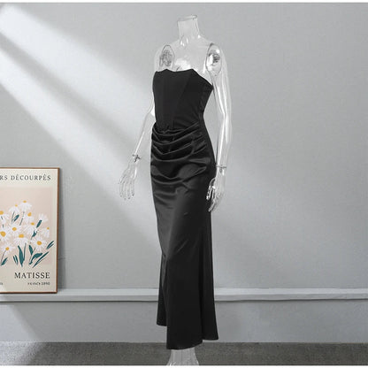 Vestido Gótico Satin Pleated