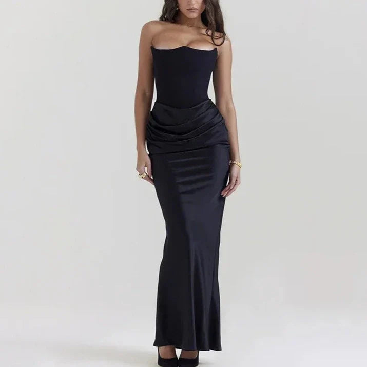 Vestido Gótico Satin Pleated